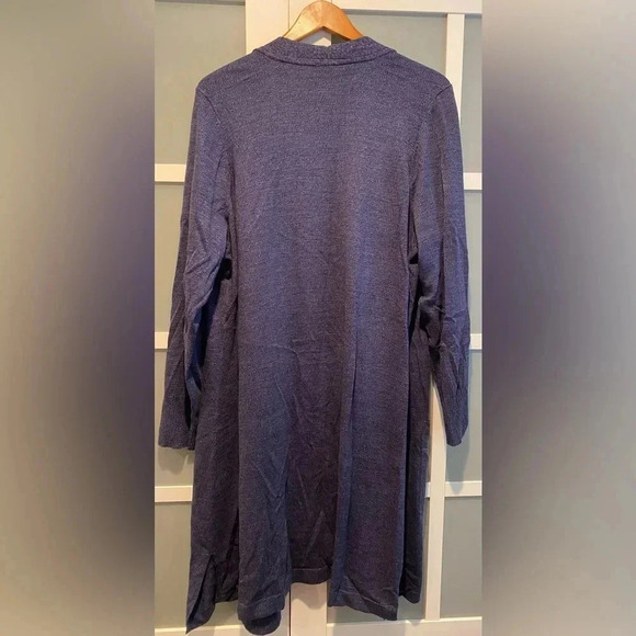 Denim & Co Women’s Heather Blue Open Front Cardigan Duster Cotton Pockets 2X EUC - Picture 6 of 9